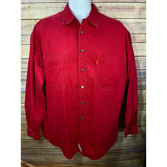 Vintage Levi’s Red Tab Shirt – Men’s Large, Red Button-Up, Long Sleeve, 90s/Y2K - Picture 1 of 11